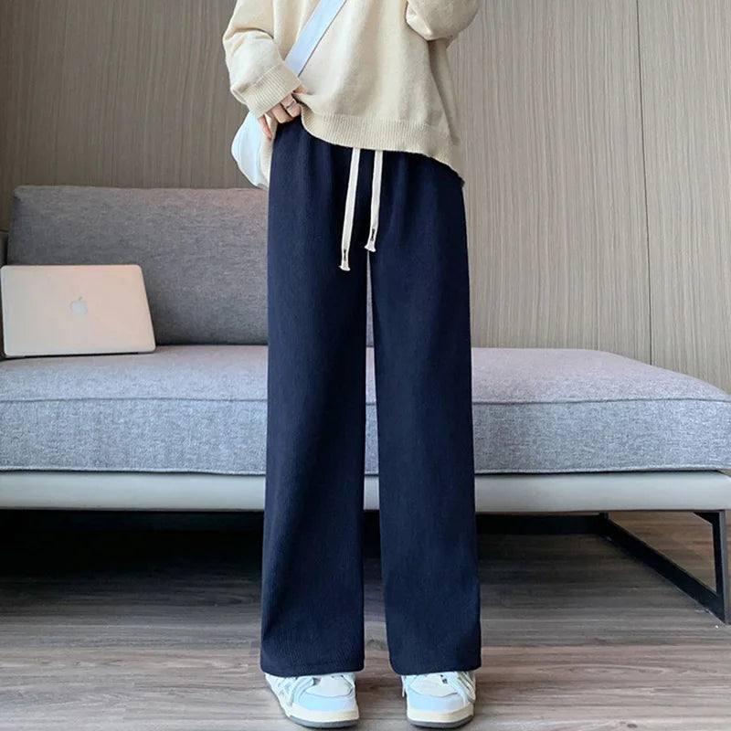 Women Long Pants Spring Autumn Women Elastic Waist Stright-12