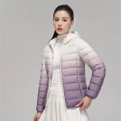 Women's Autumn And Winter Lightweight Down Jacket Hooded-Gradient Purple-5