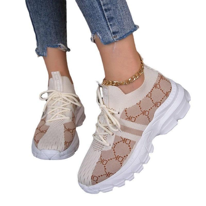 Women's Breathable Canvas Sneakers Lace Up Flat Shoes Fashion Casual Lightweight Running Sports Shoes-6