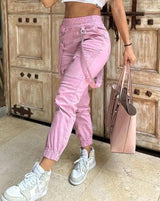 Women's Cargo Pants Casual Trousers New Solid Color Trend D / L-A-1