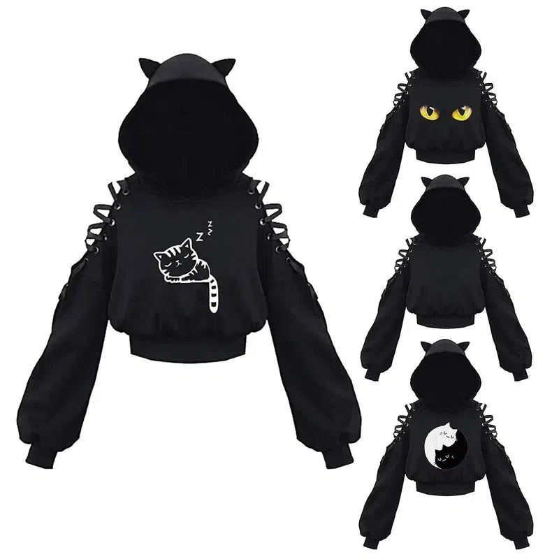 Women's Clothes Solid Color Gothic Hoddies Women's-1