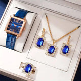 Women's Fashion All-match Diamond Belt Quartz Watch 4-piece Set-10