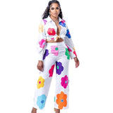 Women's Fashion Color Printed Shirt Suit Two-piece Set-5