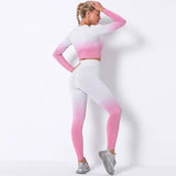 Women's fitness exercise yoga pants yoga suit-Pink-4