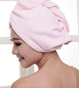 Women's Hair Dryer Cap, Absorbent Dry Hair Towel-Pink-30