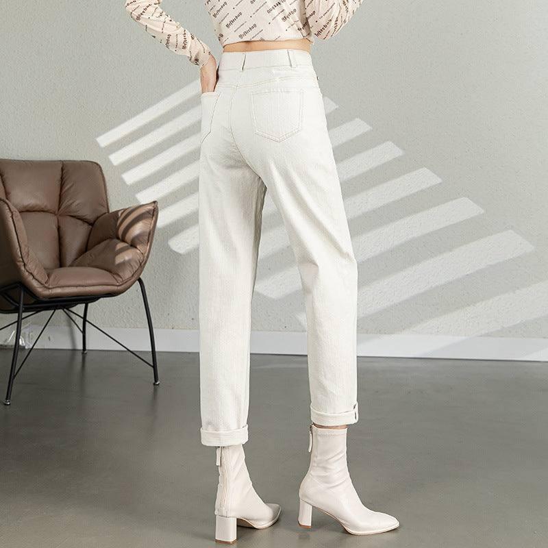 Women's High Waist Nine Minute Straight Turnip Tube Pants-6