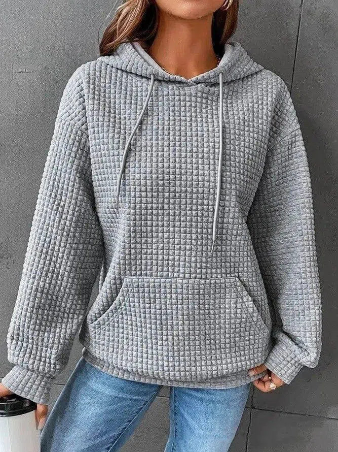 Women's Loose Casual Solid Color Long-sleeved Sweater-Grey-4