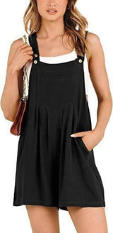 Comfy Women's Short Overalls for Summer-Black-5