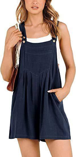 Comfy Women's Short Overalls for Summer-Navy Blue-6