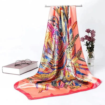 Women's Silk Scarf Multi-functional Small Silk Satin Shawl-Xueya-7