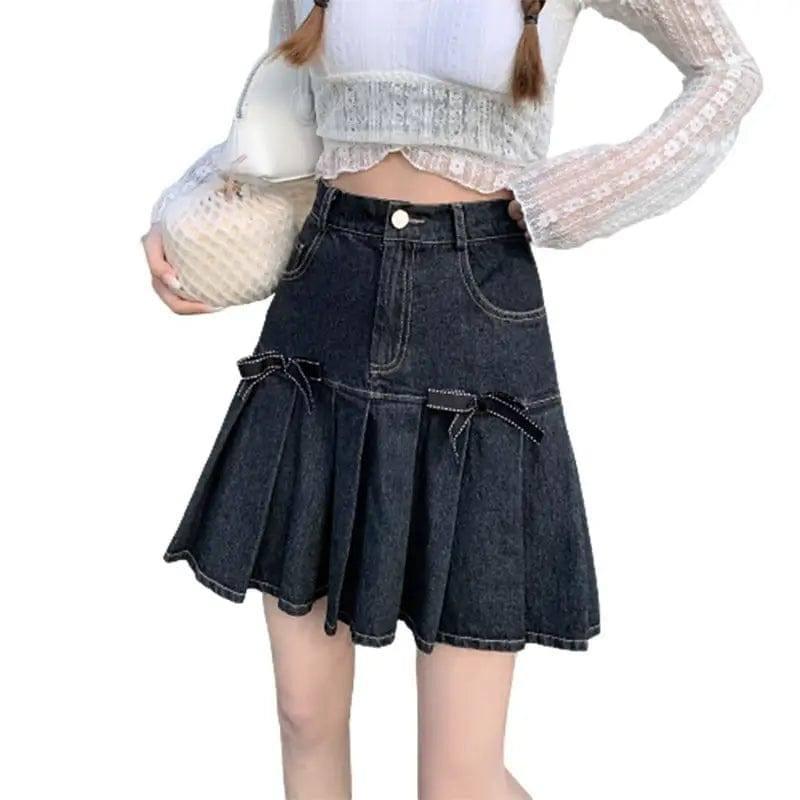 Women's Summer Denim Bow Skirt-4