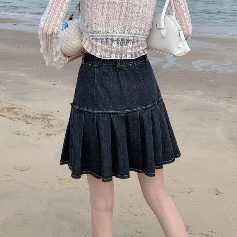 Women's Summer Denim Bow Skirt-5