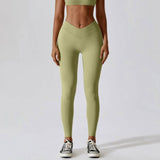 Women Sport Yoga Set Outfit Fitness Workout Clothes-only pants green-1