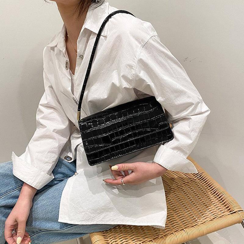 Women Shoulder Bgas Stone Pattern Solid Color Elegant Bag-5