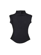 Women Summer Turtleneck Sleeveless T-Shirts Tops Solid-black-7