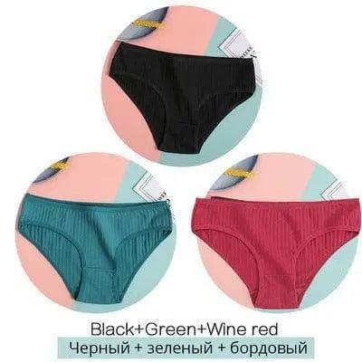 Women Underpants Solid Girls Briefs Sexy Female Lingerie-A-1