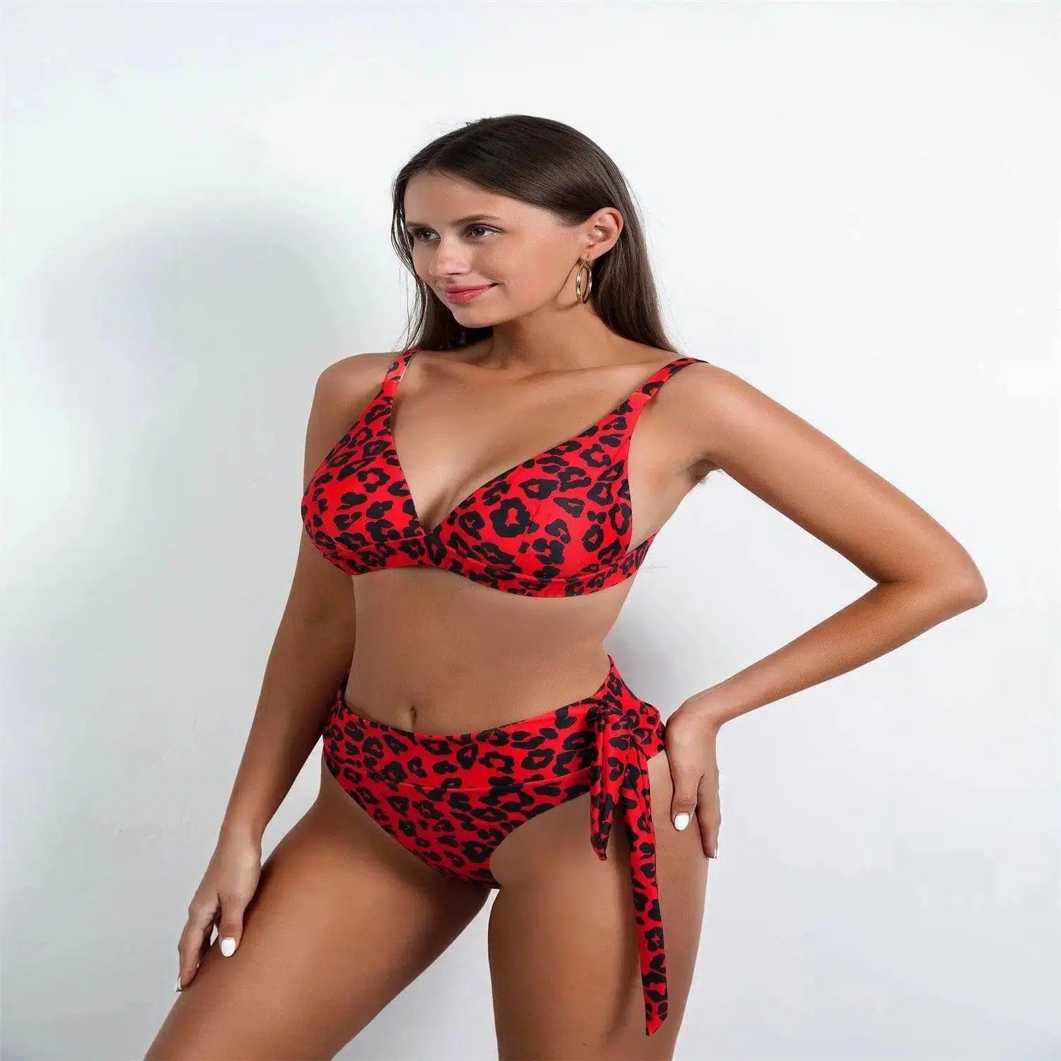 Womens Suits High Waist Leopard Print Bikini 2 Pieces-2