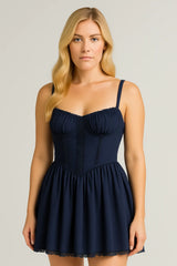 Dantel Askılı Elbise Yaz Modası Bağcıklı İnce Bel