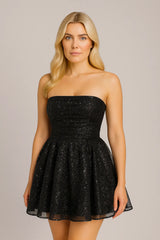 Sırt Fiyonklu Tüp Üst Dantel Elbise Yaz Modası Gümüş / S