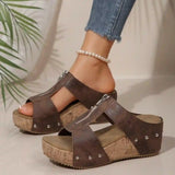 Women’s Platform Peep‑Toe Wedge Slippers