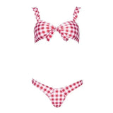 Printed split bikini-Redwhite-2