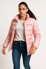 puffer jacket for women – trendy quilted coat with pockets and high collar