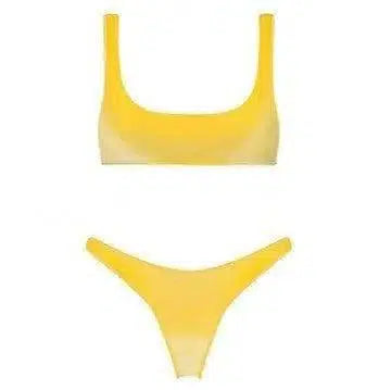 low waist Bikini Bathing Suit-Yellow-5